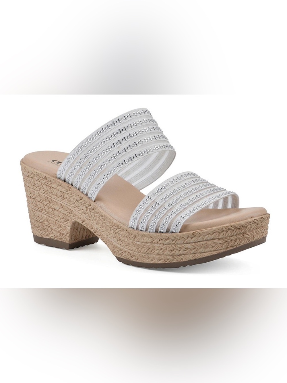 NWB Cliffs by White Mountain Bia Rhinestone Espadrille Wedge Sandals - Size 8.5